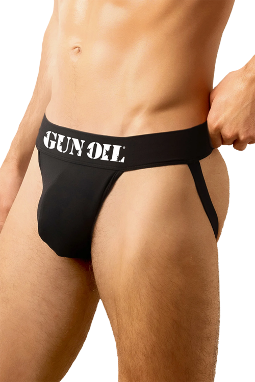 gun oil jockstrap black large