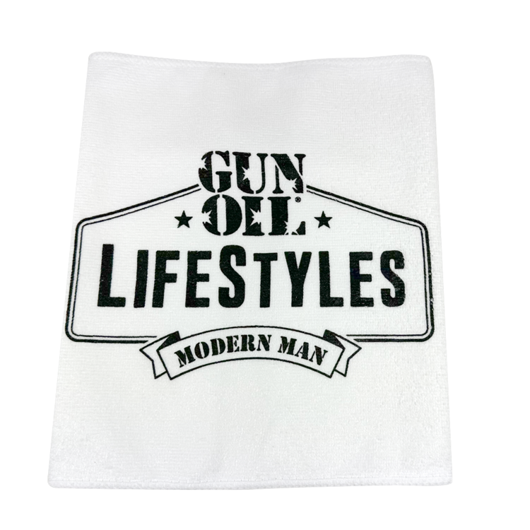 gun oil lifestyles face towel white