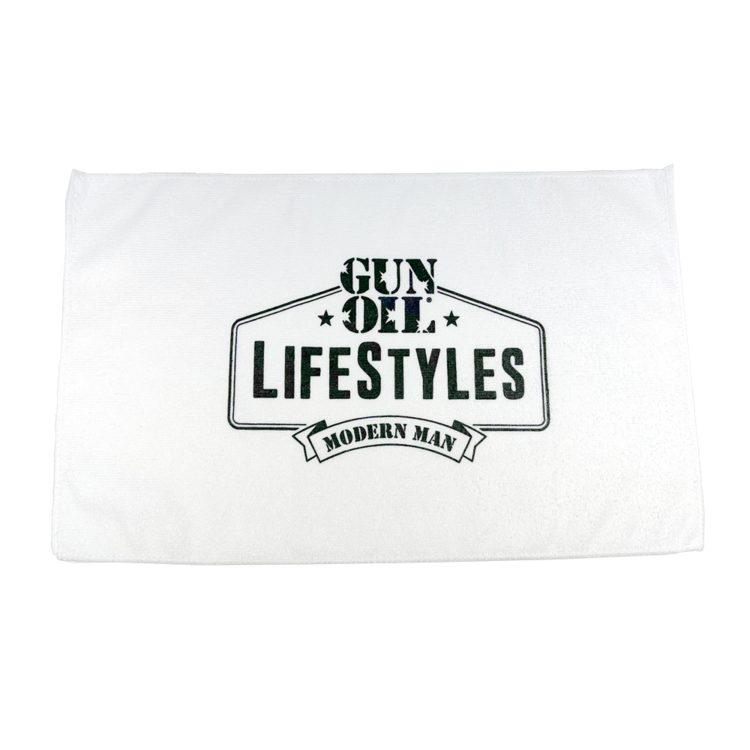 gun oil lifestyles face towel white