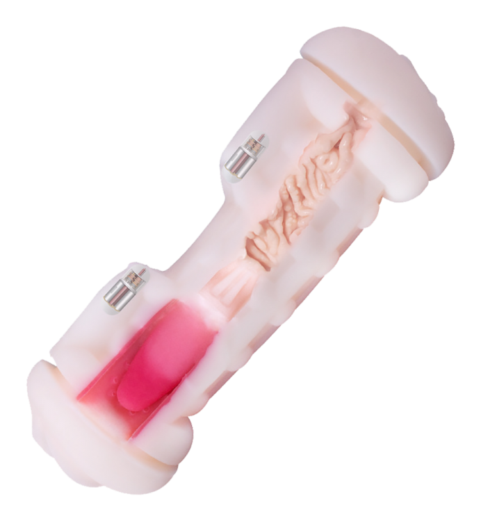 vibrating double hole masturbator gold